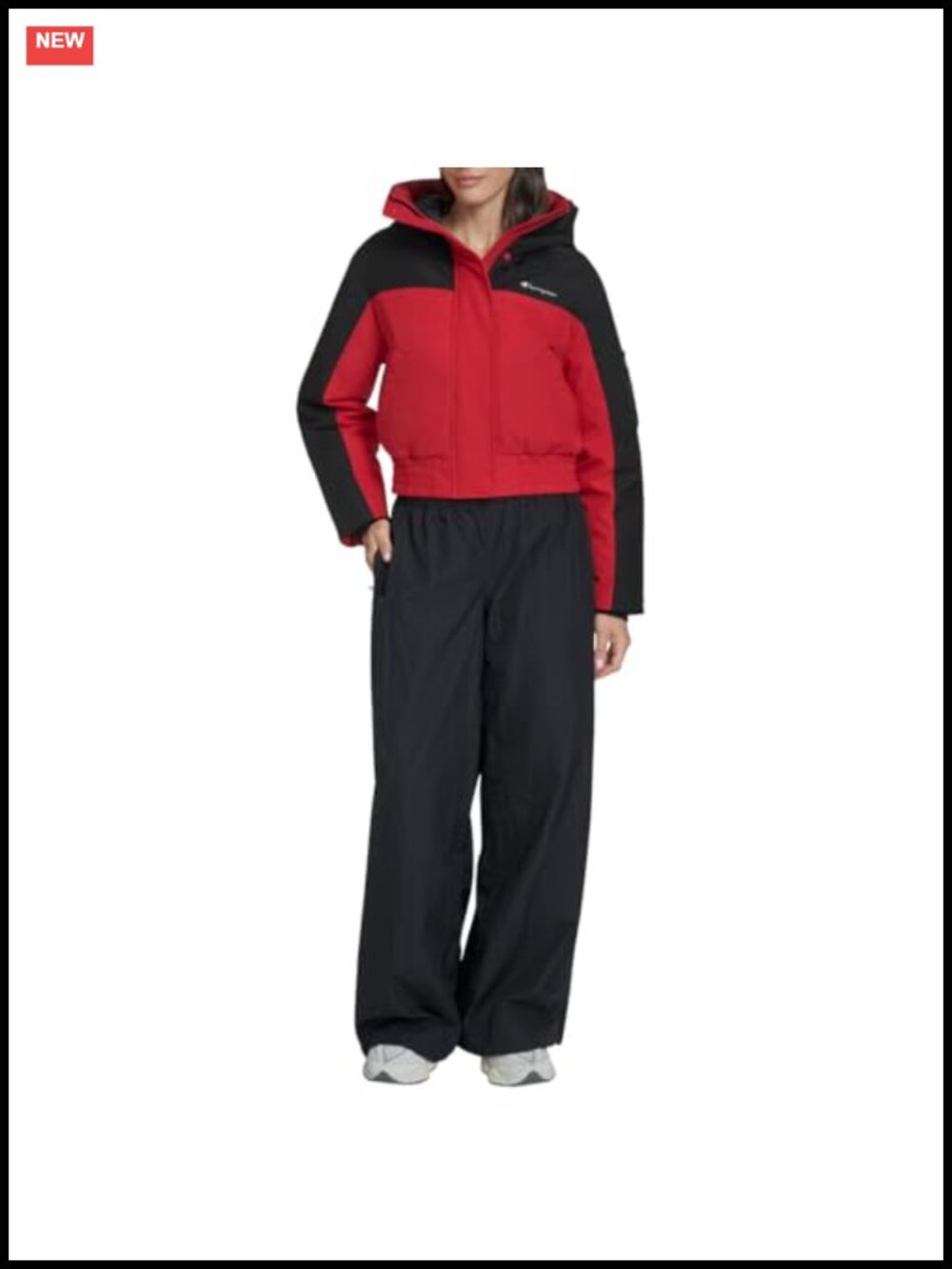 Cropped Hooded Ski Bomber Jacket Insulated Zip Up